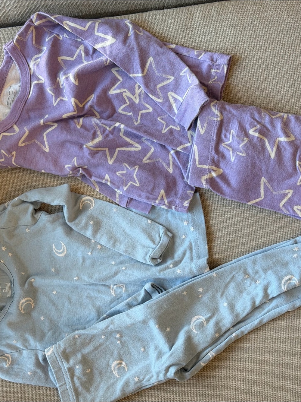 Star & Moon Two-Piece Kids Pajama Set - Purple and Light Blue